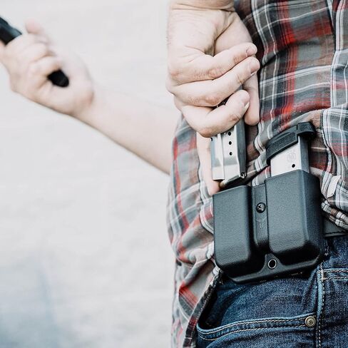 OWB Double Mag Pouch for 1911, Sig P220, Springfield XDS & More - USA Made - Signature Double Magazine Carrier with Tek-Lok Belt Attachment Clip by Blade-Tech Holsters in Saudi Arabia