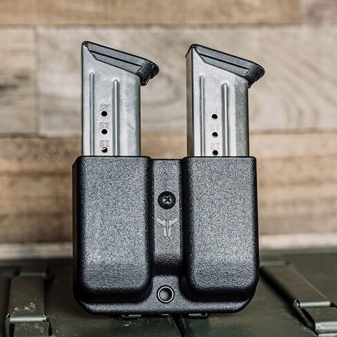 OWB Double Mag Pouch for 1911, Sig P220, Springfield XDS & More - USA Made - Signature Double Magazine Carrier with Tek-Lok Belt Attachment Clip by Blade-Tech Holsters in Saudi Arabia