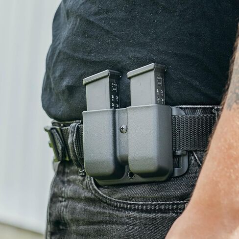 OWB Double Mag Pouch for 1911, Sig P220, Springfield XDS & More - USA Made - Signature Double Magazine Carrier with Tek-Lok Belt Attachment Clip by Blade-Tech Holsters in Saudi Arabia
