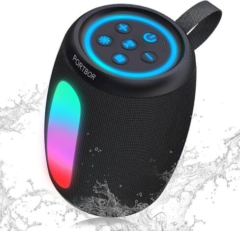 Portable Bluetooth Speaker, Powerful Stereo Sound Wireless Speaker, Valentines Day Gifts, 8 LED Modes, IPX5 Waterproof, Up to 36H Playtime, BT 5.3 with AUX, TWS Pairing, for Outdoor/Home/Party/Beach in Saudi Arabia