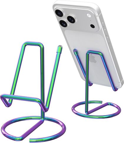 حامل هاتف خلوي معدني للمكتب، حامل هاتف لطيف من قطعة واحدة، قاعدة عرض ثابتة لسطح المكتب لهواتف iPhone وiPad وSamsung والأجهزة اللوحية وجميع الهواتف المحمولة، ملون in Kuwait