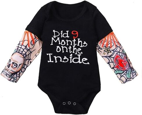 stylesilove Infant Baby Boys Girls Printed Romper Tattoo Sleeve Cotton Bodysuit Holiday Halloween Outfit in Saudi Arabia