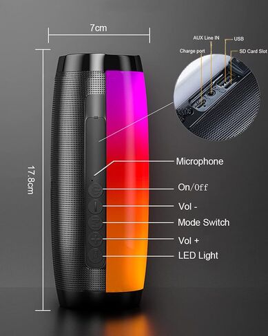 Portable Wireless Bluetooth Speakers,Outdoor Sports Speakers with Bluetooth 5.0,IPX5 Waterproof,3D Stereo,8 Hours Playback time,with HD Sound for Pool, Beach, Bike, Travel in Kuwait
