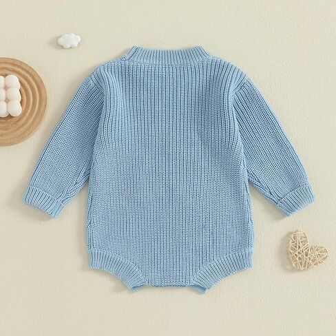 Newborn Boy Clothes He's Here Embroidered Baby Romper Oversized Long Sleeve Bodysuit Birth Announcement Outfit in Saudi Arabia