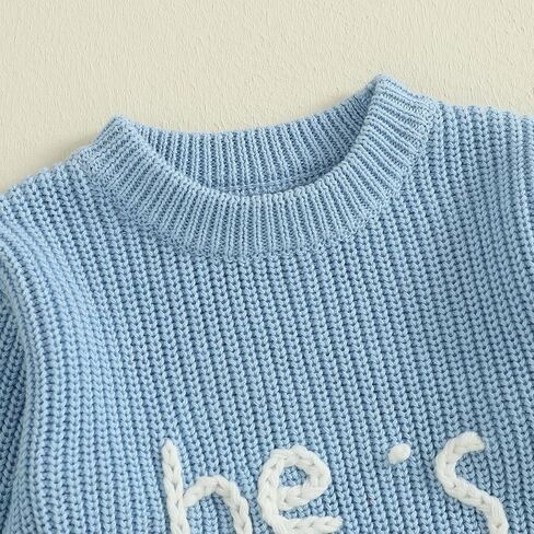 Newborn Boy Clothes He's Here Embroidered Baby Romper Oversized Long Sleeve Bodysuit Birth Announcement Outfit in Saudi Arabia