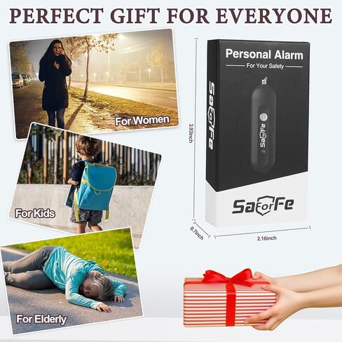 Personal Safety Alarm - Waterproof Rechargeable Security Alarm - 140dB Extra Loud Siren & Strobe Light - Self Defense Keychain - Gift for Women, Teenagers, College Girls, Seniors (Black) in Saudi Arabia