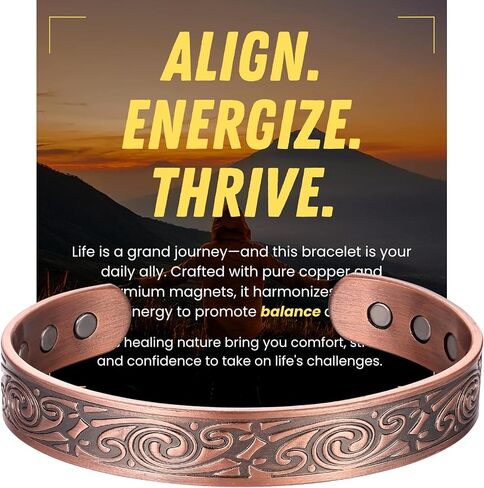Copper Bracelet for Men, 18X Ultra Strength Magnetic Bracelets with 3,800 Gauss Magnets, 99.99% Pure Solid Copper Jewelry Gift, Includes Gift Box, Jewelry Cloth, Blank Blessing Card in Saudi Arabia