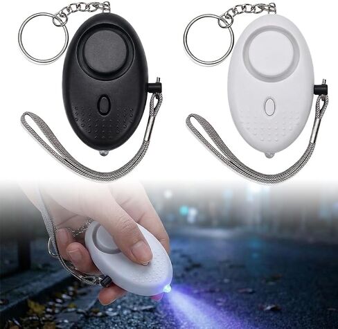 2-Pack Personal Safety Alarm Keychain - 140DB Loud Security Alarm with LED Light, Self Defense Alarms for Women & Outdoor(Black+White) in Saudi Arabia