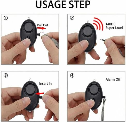 2-Pack Personal Safety Alarm Keychain - 140DB Loud Security Alarm with LED Light, Self Defense Alarms for Women & Outdoor(Black+White) in Saudi Arabia