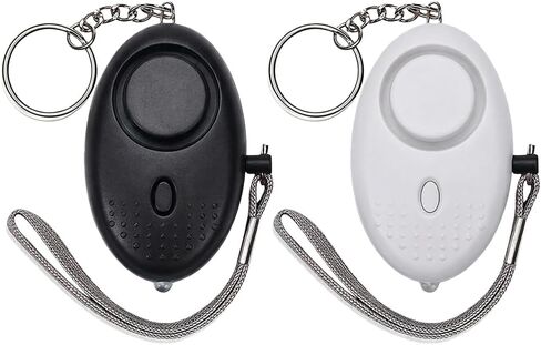 2-Pack Personal Safety Alarm Keychain - 140DB Loud Security Alarm with LED Light, Self Defense Alarms for Women & Outdoor(Black+White) in Saudi Arabia