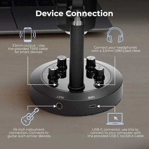 Platform Series TAP600 Multi-Pattern USB Microphone, PC, Mac, 4 Polar Patterns, Built-in Meters, Gain Control, Zero Latency, Gaming, Streaming, Podcasts, Twitch, YouTube, Discord in Kuwait