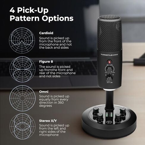 Platform Series TAP600 Multi-Pattern USB Microphone, PC, Mac, 4 Polar Patterns, Built-in Meters, Gain Control, Zero Latency, Gaming, Streaming, Podcasts, Twitch, YouTube, Discord in Kuwait
