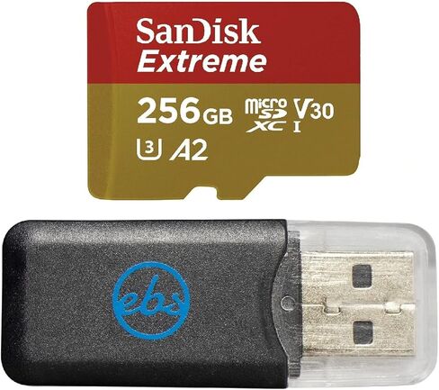 بطاقة ذاكرة SanDisk MicroSDXC Extreme بسعة 256 جيجابايت، تعمل مع GoPro Max 2، HERO13 Black، Ultra Wide، Lit Hero (SDSQXAV-256G-GN6MN)، V30 U3 A2، حزمة مع (1) كل شيء ما عدا قارئ Stromboli in Kuwait