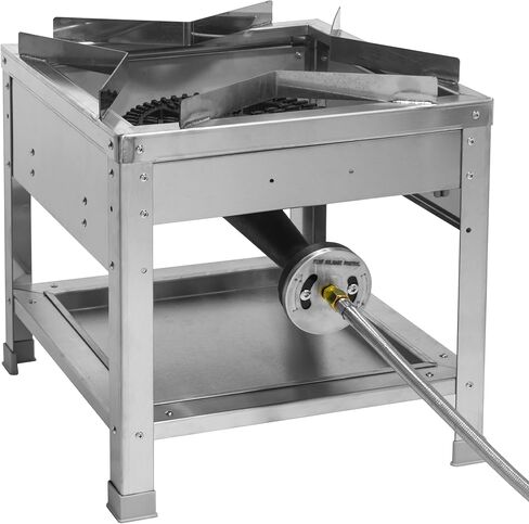 موقد بروبان فردي من الفولاذ المقاوم للصدأ - طباخ غاز خارجي مع منظم 20 رطل لكل بوصة مربعة، موقد بروبان محمول عالي الطاقة بقدرة 200000 وحدة حرارية بريطانية للطهي في الهواء الطلق، قلي الديك الرومي، غليان المأكولات البحرية والمزيد in Kuwait