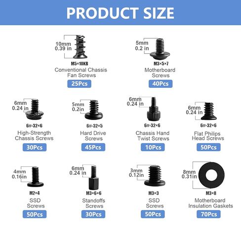 400Pcs Professional Computer Screws Assortment Kit, Motherboard standoffs pc screws kit |Compatible with PC Case, SSD, Hard Drive, GPU, Fan & More| for DIY PC Building, Installation and Repair in Saudi Arabia