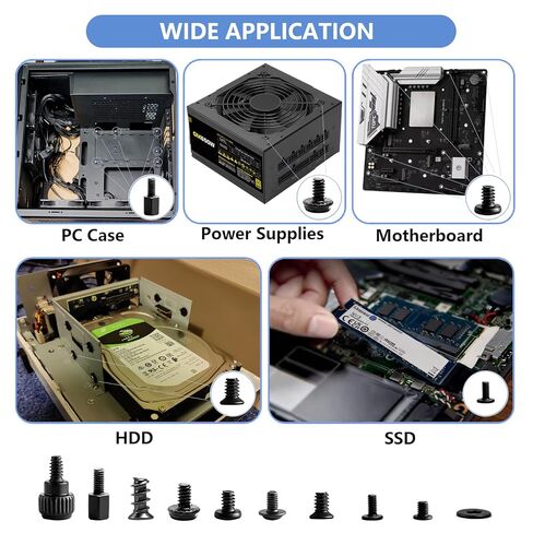400Pcs Professional Computer Screws Assortment Kit, Motherboard standoffs pc screws kit |Compatible with PC Case, SSD, Hard Drive, GPU, Fan & More| for DIY PC Building, Installation and Repair in Saudi Arabia