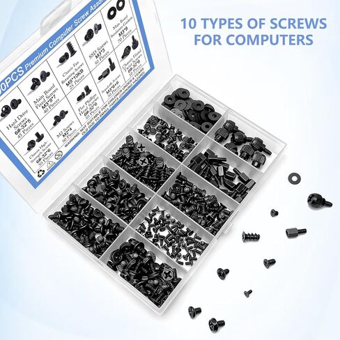 400Pcs Professional Computer Screws Assortment Kit, Motherboard standoffs pc screws kit |Compatible with PC Case, SSD, Hard Drive, GPU, Fan & More| for DIY PC Building, Installation and Repair in Saudi Arabia