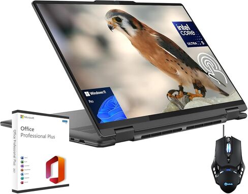 كمبيوتر محمول Lenovo Yoga 7i 2 في 1 - شاشة لمس 16 بوصة 2K 300 شمعة في المتر المربع، وحدة المعالجة المركزية Intel 12-Core Ultra 5 125U، 16 جيجابايت DDR5، 2 تيرابايت SSD، لوحة مفاتيح بإضاءة خلفية، Wi-Fi6، Win 11 Pro، مع ترخيص Microsoft Office مدى الحياة in Kuwait
