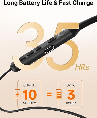 Neckband Bluetooth Headphones, Wireless Bluetooth 6.0 Earbuds with Microphone, Comfortably Light, Deep Bass Earphones 35H Playtime, IPX5 Waterproof, Magnetic Headset for Workout (Black) in Saudi Arabia