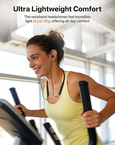 Neckband Bluetooth Headphones, Wireless Bluetooth 6.0 Earbuds with Microphone, Comfortably Light, Deep Bass Earphones 35H Playtime, IPX5 Waterproof, Magnetic Headset for Workout (Black) in Saudi Arabia