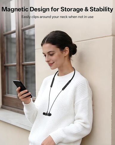Neckband Bluetooth Headphones, Wireless Bluetooth 6.0 Earbuds with Microphone, Comfortably Light, Deep Bass Earphones 35H Playtime, IPX5 Waterproof, Magnetic Headset for Workout (Black) in Saudi Arabia
