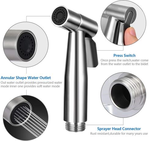 Bidet Sprayer for Toilet, Handheld Sprayer Kit, Hand Held Bidet, Cloth Diaper Sprayer Set Easy to Install in Saudi Arabia