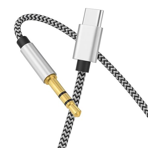 1PACK USB C إلى 3.5 مم كابل صوت Aux - 3.3 قدم من النوع C إلى 3.5 مم سماعة رأس وسلك ستيريو للسيارة، متوافق مع iPhone 16 Pro Max، 15 Pro Max، S24 S23 S22 S21، iPad Pro أسود/أبيض in Saudi Arabia