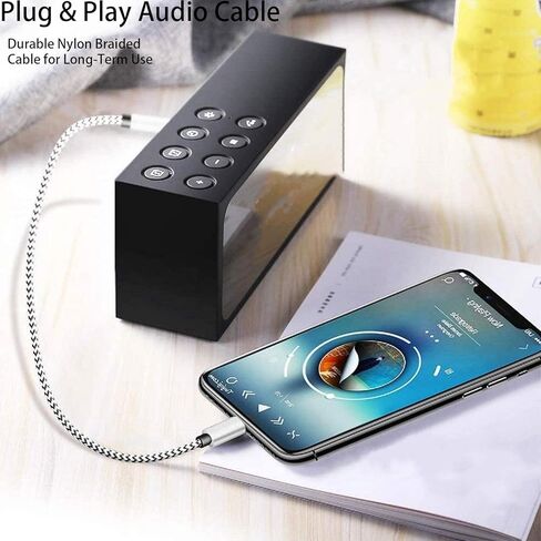 1PACK USB C إلى 3.5 مم كابل صوت Aux - 3.3 قدم من النوع C إلى 3.5 مم سماعة رأس وسلك ستيريو للسيارة، متوافق مع iPhone 16 Pro Max، 15 Pro Max، S24 S23 S22 S21، iPad Pro أسود/أبيض in Saudi Arabia