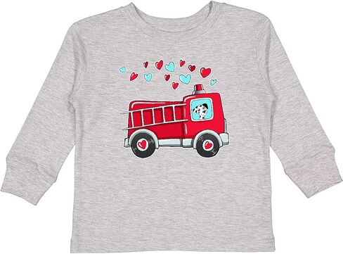 inktastic Valentine Fire Truck with Cute Dalmatian Toddler Long Sleeve T-Shirt in Saudi Arabia