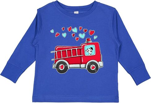 inktastic Valentine Fire Truck with Cute Dalmatian Toddler Long Sleeve T-Shirt in Saudi Arabia