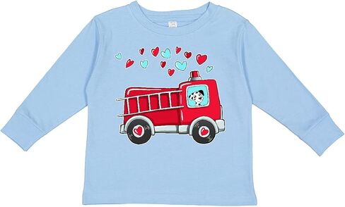 inktastic Valentine Fire Truck with Cute Dalmatian Toddler Long Sleeve T-Shirt in Saudi Arabia