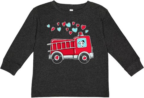 inktastic Valentine Fire Truck with Cute Dalmatian Toddler Long Sleeve T-Shirt in Saudi Arabia