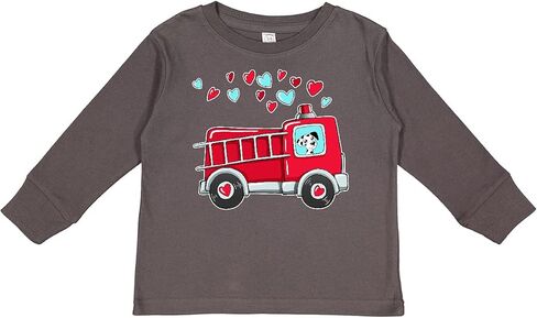 inktastic Valentine Fire Truck with Cute Dalmatian Toddler Long Sleeve T-Shirt in Saudi Arabia