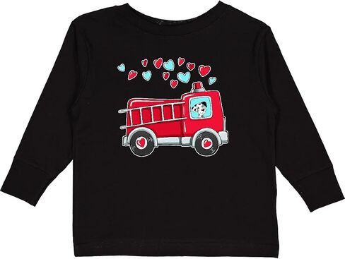inktastic Valentine Fire Truck with Cute Dalmatian Toddler Long Sleeve T-Shirt in Saudi Arabia