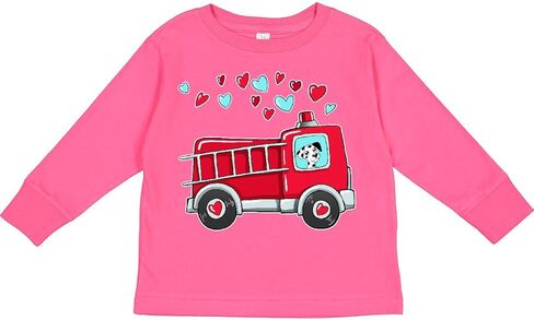 inktastic Valentine Fire Truck with Cute Dalmatian Toddler Long Sleeve T-Shirt in Saudi Arabia