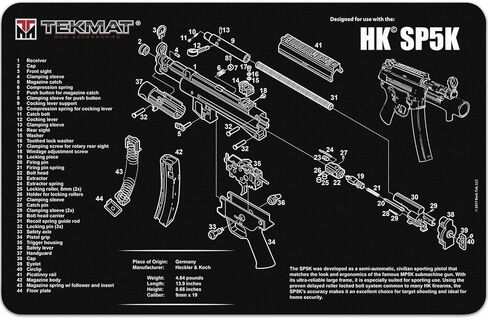 TekMat Original 11" x 17" - 1/8" Thick Oil Resistant Non-Slip Waterproof Scratchproof Washable Handgun Maintenance & Cleaning Mat for use with Heckler & Koch in Saudi Arabia