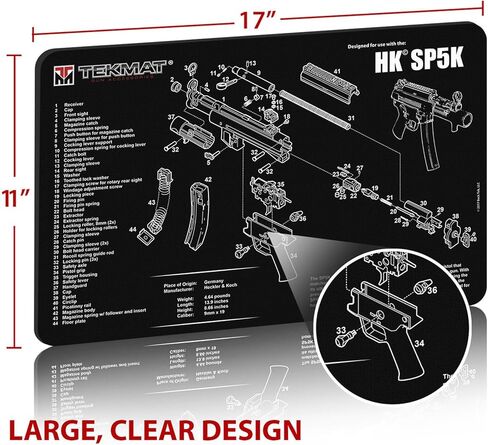 TekMat Original 11" x 17" - 1/8" Thick Oil Resistant Non-Slip Waterproof Scratchproof Washable Handgun Maintenance & Cleaning Mat for use with Heckler & Koch in Saudi Arabia