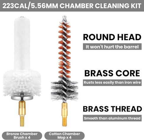LemonRoad 70 Pcs Chamber Cleaning Tool Kits Include 4 Chamber Brush 4 Cotton Mop 60 Pcs. 223/5.56. 300 Blackout Wool Star Pads and 2 Rod Fitting Adapter for Gun Cleaning Supplies in Saudi Arabia