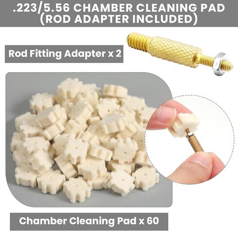 LemonRoad 70 Pcs Chamber Cleaning Tool Kits Include 4 Chamber Brush 4 Cotton Mop 60 Pcs. 223/5.56. 300 Blackout Wool Star Pads and 2 Rod Fitting Adapter for Gun Cleaning Supplies in Saudi Arabia