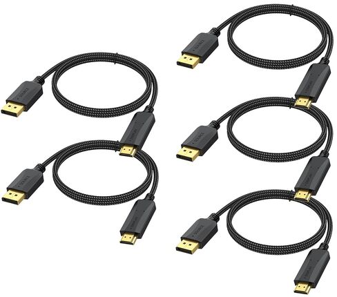 كابل DisplayPort إلى HDMI بطول 10 أقدام، 2 حزمة DP (منفذ عرض) إلى سلك HDMI ذكر إلى ذكر يدعم الفيديو والصوت (4k، 2880P، 2160P، 1440P، 1080P) للكمبيوتر، والشاشة، وجهاز العرض، HDTV-NOT ثنائي الاتجاه in Kuwait