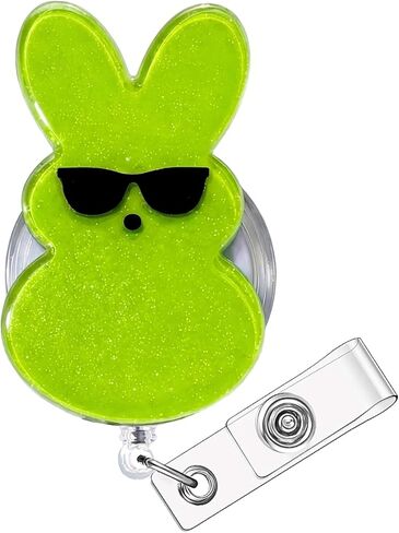 بكرات شارة أرنب عيد الفصح قابلة للسحب، مشبك معرف التمريض، حامل شارة أرنب ملون لامع للطلاب والممرضات هدية عيد الفصح (وردي) in Kuwait