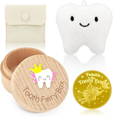 Tooth Fairy Tooth Holder Kit for Kids - Tooth Fairy Box, Coins, Plush Charm & Pouch, Tooth Fairy Gifts for Lost Baby Teeth(Boys) in Saudi Arabia