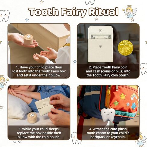 Tooth Fairy Tooth Holder Kit for Kids - Tooth Fairy Box, Coins, Plush Charm & Pouch, Tooth Fairy Gifts for Lost Baby Teeth(Boys) in Saudi Arabia