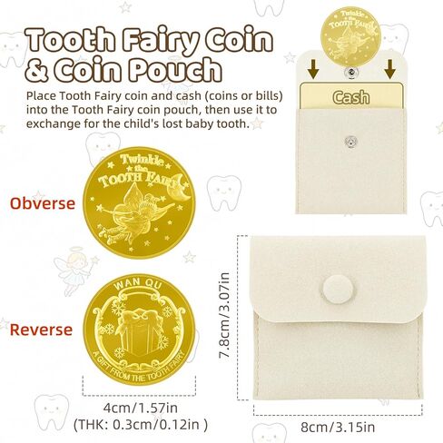Tooth Fairy Tooth Holder Kit for Kids - Tooth Fairy Box, Coins, Plush Charm & Pouch, Tooth Fairy Gifts for Lost Baby Teeth(Boys) in Saudi Arabia