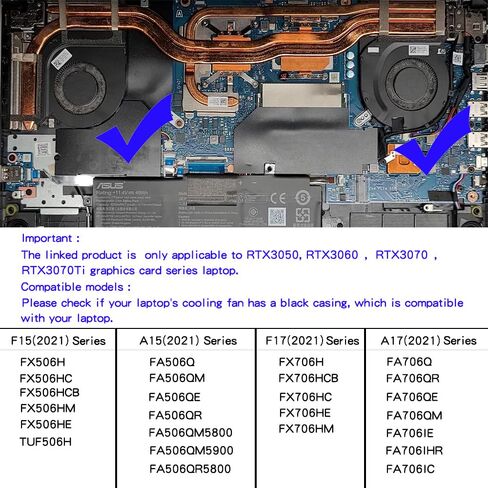 New Replacement Cooling Fans for ASUS TUF A15 F15 A17 F17(2021) RTX30 FA506Q FA506QM FA506QR FA506QE FX506H FX506HC FX506HM FX506HE FX706H FX706HC FA506IC FX506HC FA706QR FA706IC Laptop FNCX FNCY Fan in Saudi Arabia