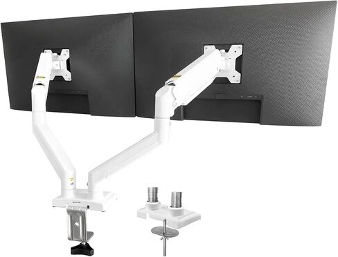 Dual Monitor Arms, Gas Spring Monitor Arms for 2 Monitors up to 34" Curved/Flat, 22lbs per Arm, VESA Mount 75x75 100x100mm, C-Clamp & Grommet Base, Adjustable Tilt/Swivel/Rotation in Saudi Arabia