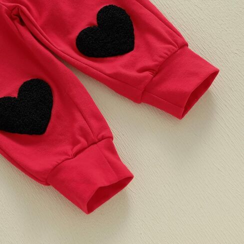 Newborn Infant Baby Boy Valentines Outfit Heart Crusher Long Sleeve Striped Romper + Red Suspender Pants + Hat 3Pcs in Saudi Arabia