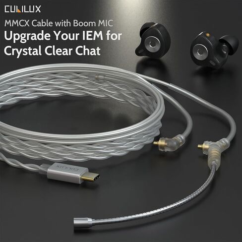 كابل Cubilux USB C MMCX مع ميكروفون بوم، سلك من النوع C إلى MMCX IEM مع ميكروفون متوافق مع iPhone 17/15/16، Galaxy S25/S24/S23، Pixel 10/9/8/7 Pro، وهواتف Android والمزيد، 4 أقدام in Kuwait