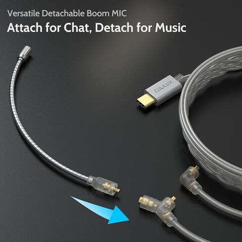 كابل Cubilux USB C MMCX مع ميكروفون بوم، سلك من النوع C إلى MMCX IEM مع ميكروفون متوافق مع iPhone 17/15/16، Galaxy S25/S24/S23، Pixel 10/9/8/7 Pro، وهواتف Android والمزيد، 4 أقدام in Kuwait