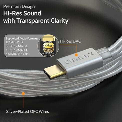 كابل Cubilux USB C MMCX مع ميكروفون بوم، سلك من النوع C إلى MMCX IEM مع ميكروفون متوافق مع iPhone 17/15/16، Galaxy S25/S24/S23، Pixel 10/9/8/7 Pro، وهواتف Android والمزيد، 4 أقدام in Kuwait
